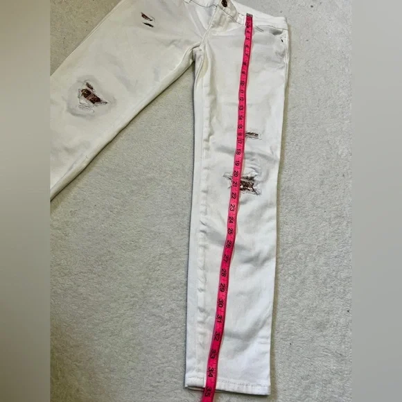 White House Black Market White Sequin Patch Skinny Ankle Jean - Size 2 (29") - Picture 4 of 13